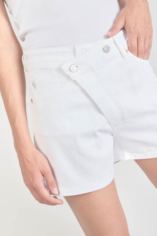 Short Mosta en jeans blanc à fermeture asymétrique