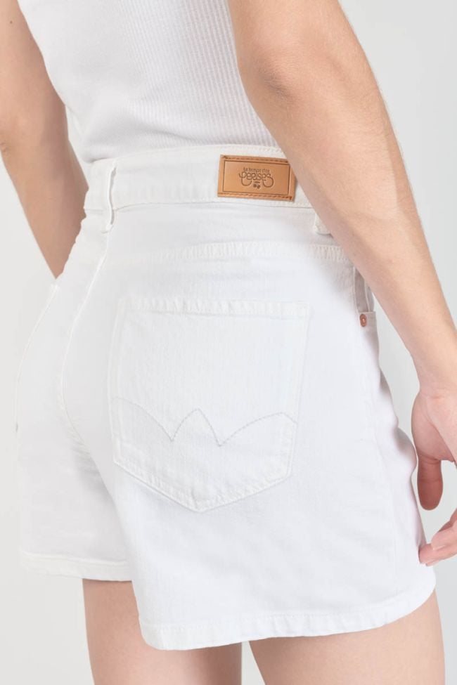 Short Mosta en jeans blanc à fermeture asymétrique