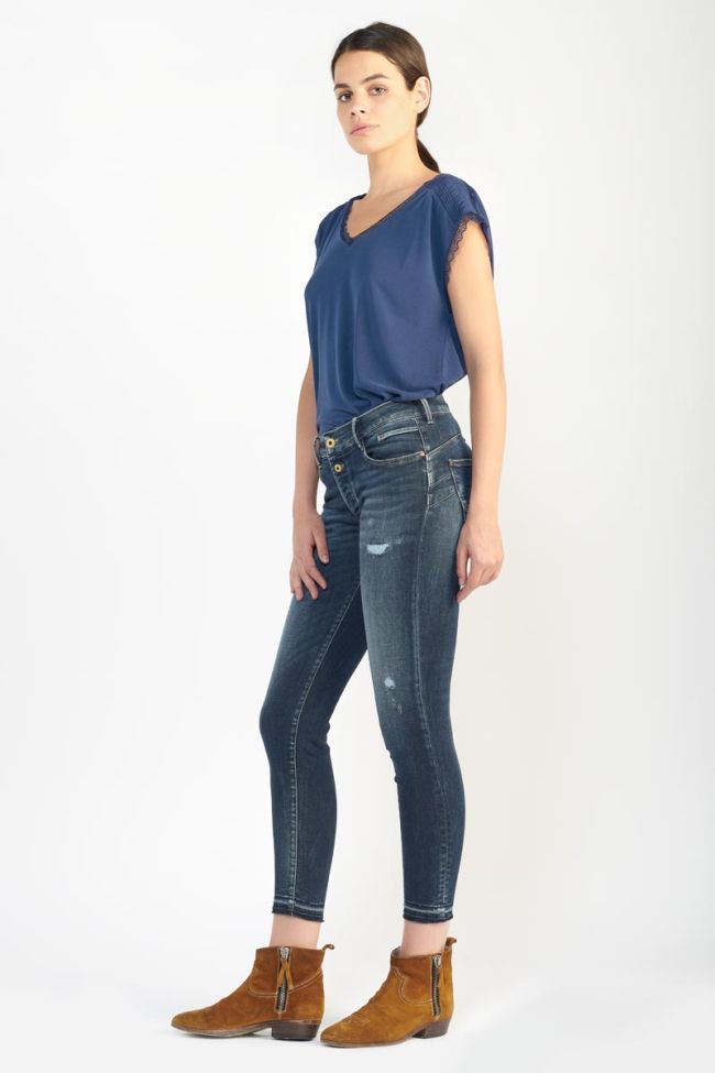 Visby pulp slim taille haute 7/8ème jeans destroy bleu N°1
