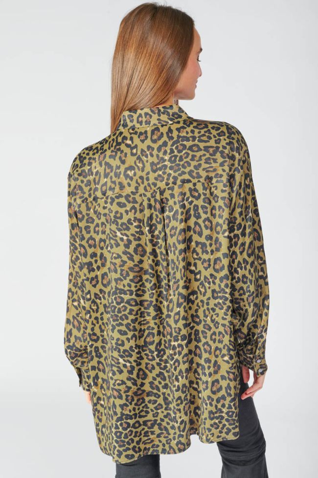 Chemise longue Wavai léopard kaki