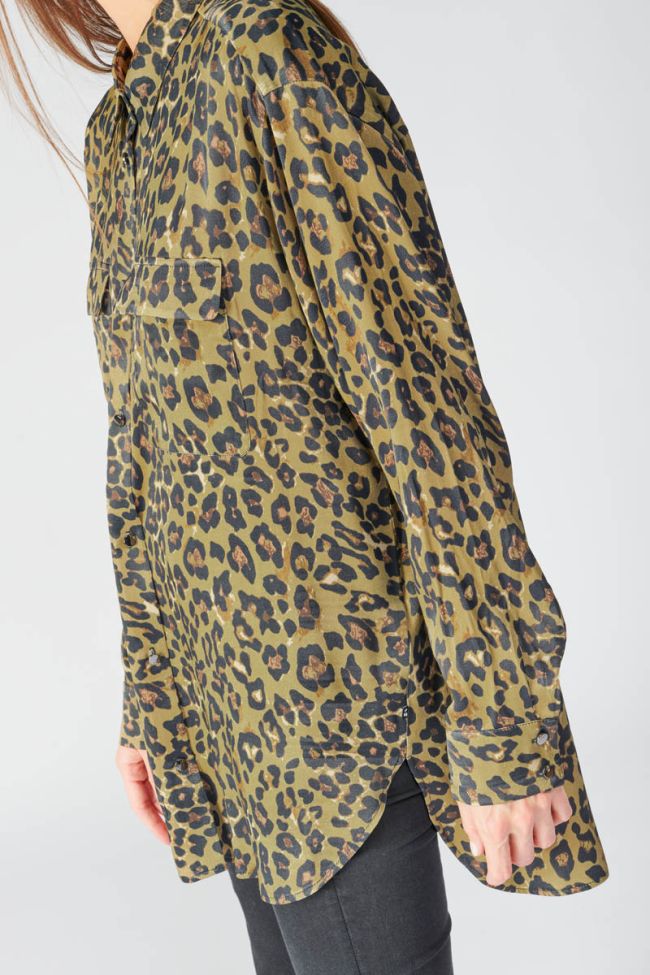 Chemise longue Wavai léopard kaki