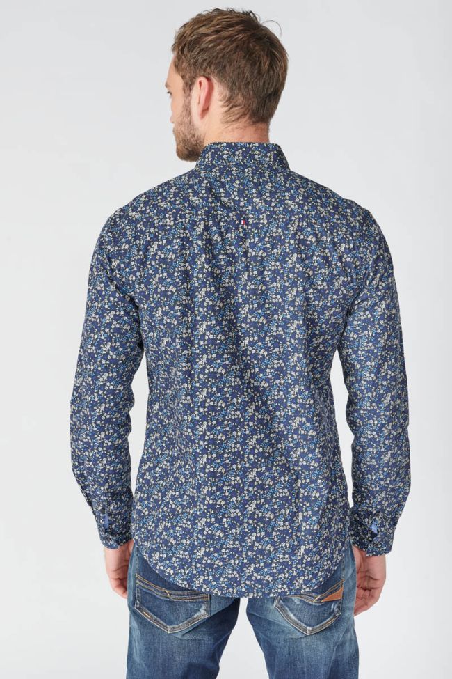 Chemise Paster bleu marine à motif fleuri