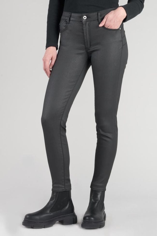 Pulp slim taille haute 7/8ème jeans enduit noir N°0