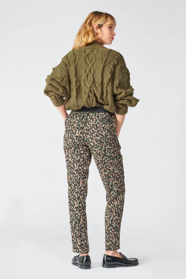 Pantalon Way à motif léopard kaki