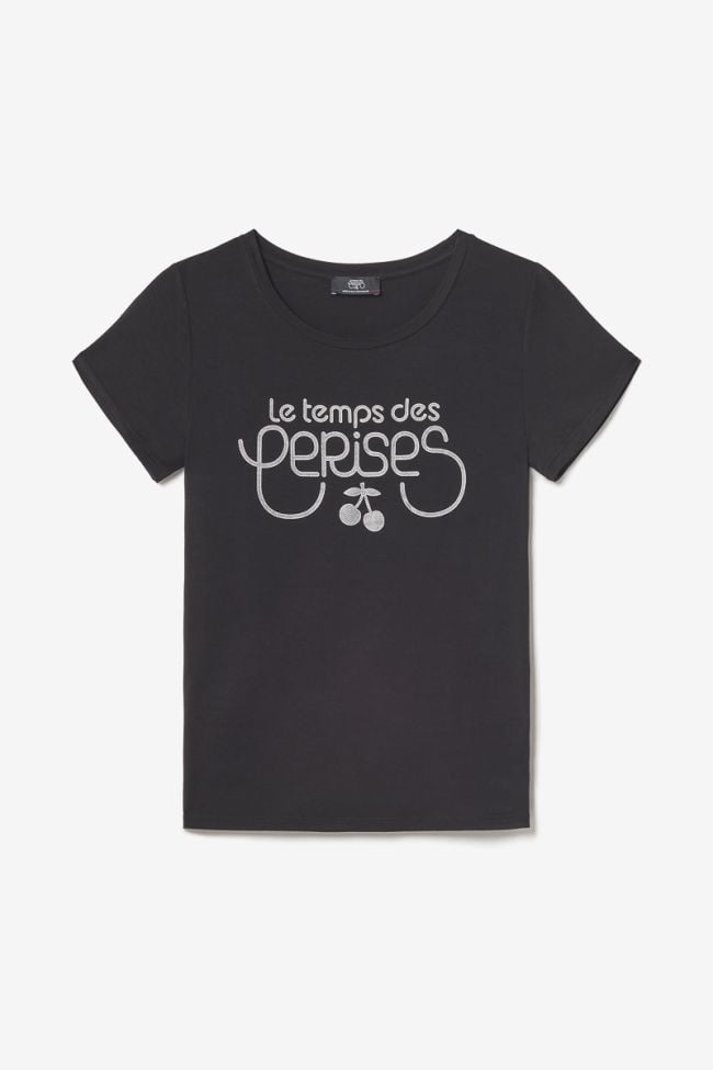 T-shirt bi-matière Domi noir imprimé