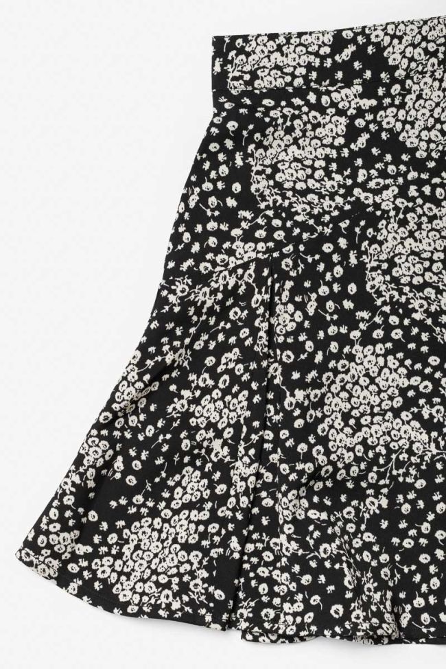 Jupe short Cassandgi à motif floral noir et blanc