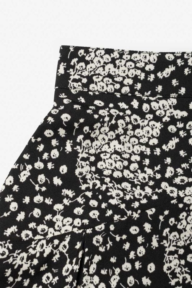 Jupe short Cassandgi à motif floral noir et blanc
