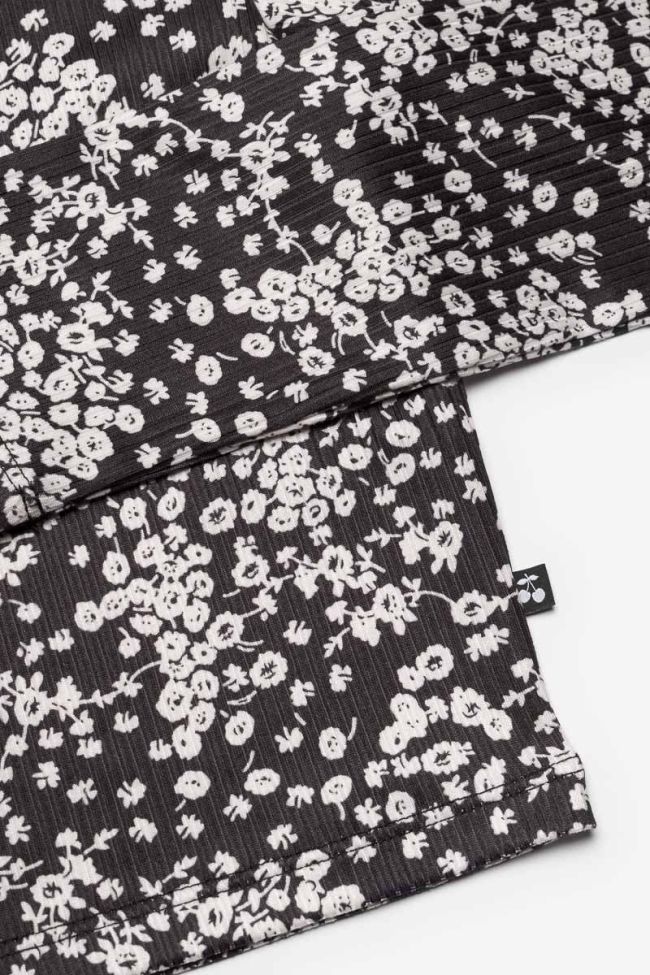 Cardigan Comegi à motif floral noir et blanc