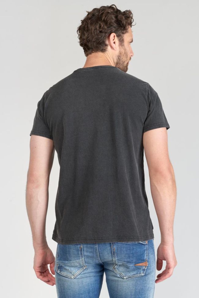 T-shirt Stipe gris délavé imprimé