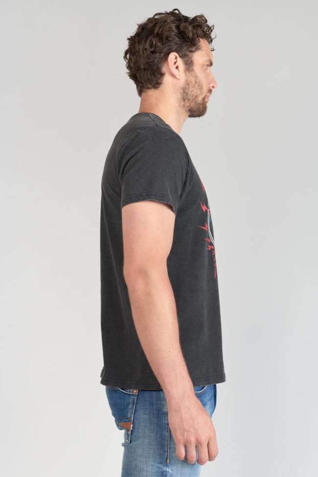 T-shirt Stipe gris délavé imprimé