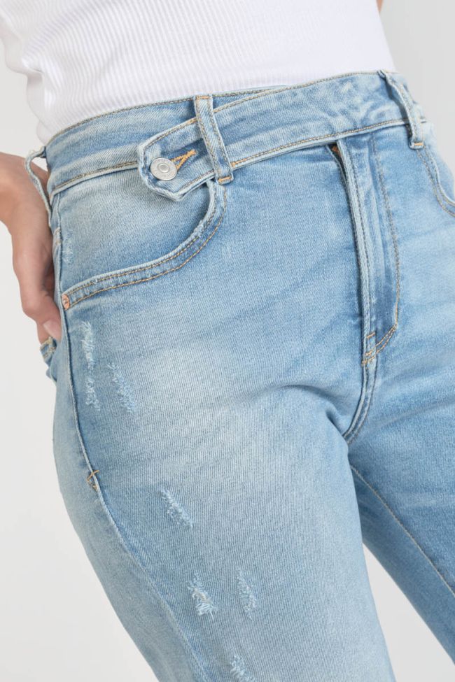 Basic 400/17 mom taille haute 7/8ème jeans destroy bleu N°4