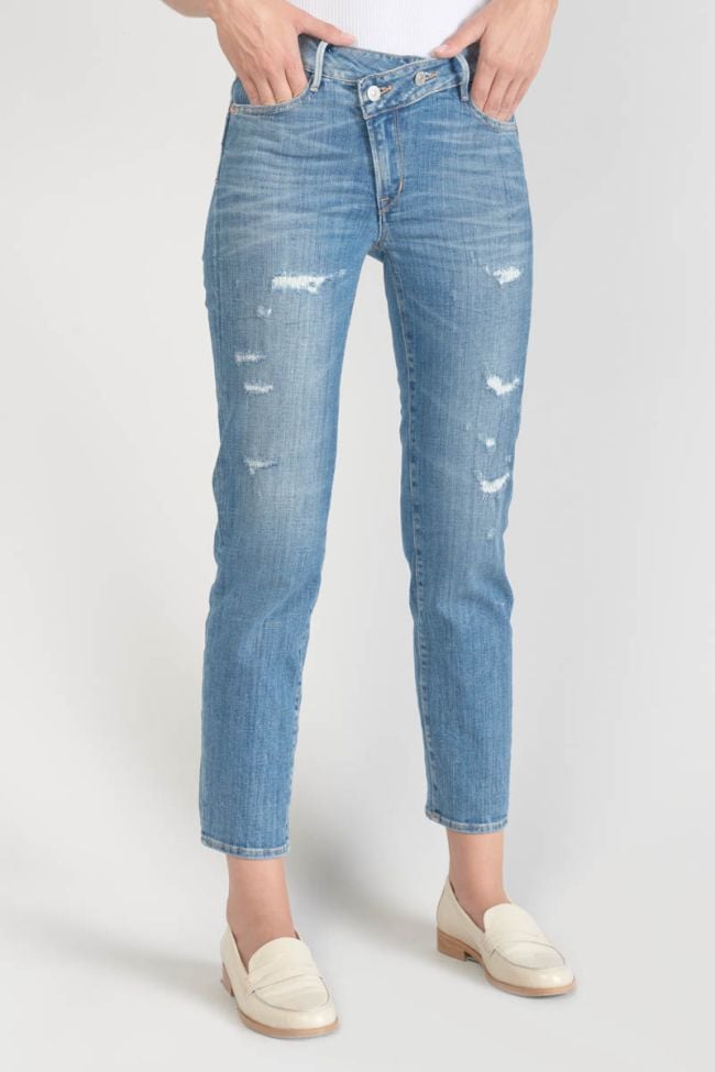 Zep pulp regular taille haute 7/8ème jeans destroy bleu N°4