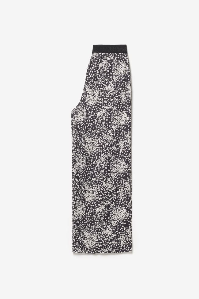 Pantalon Luisagi à motif floral noir et blanc