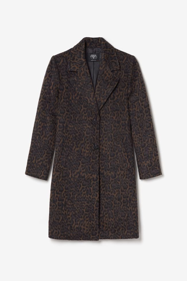 Manteau mi-long Agathe à motif léopard