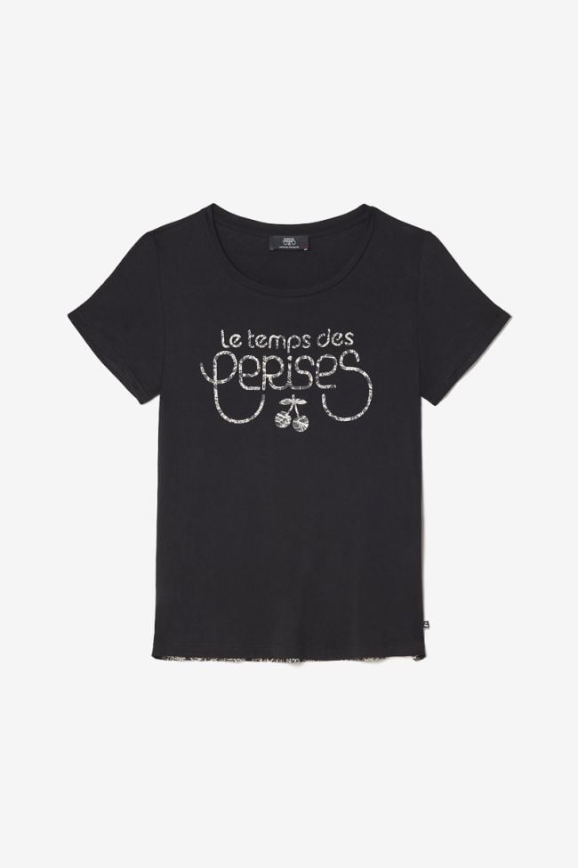 T-shirt bi-matière Deray noir imprimé