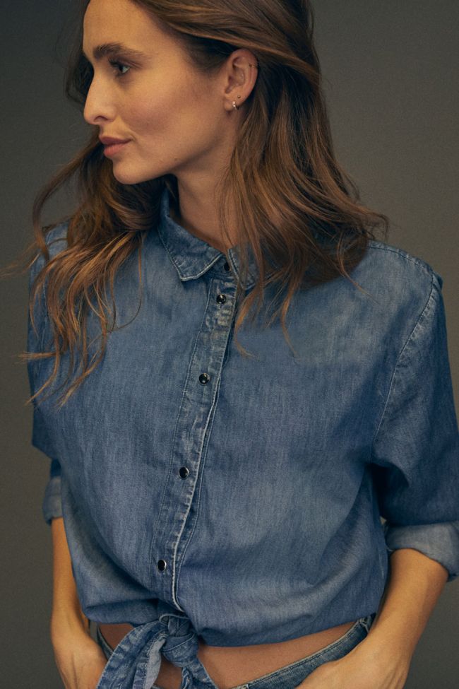 des Temps en Le courte : Chemise Felixa bleu Chemise Femme Cerises jeans :