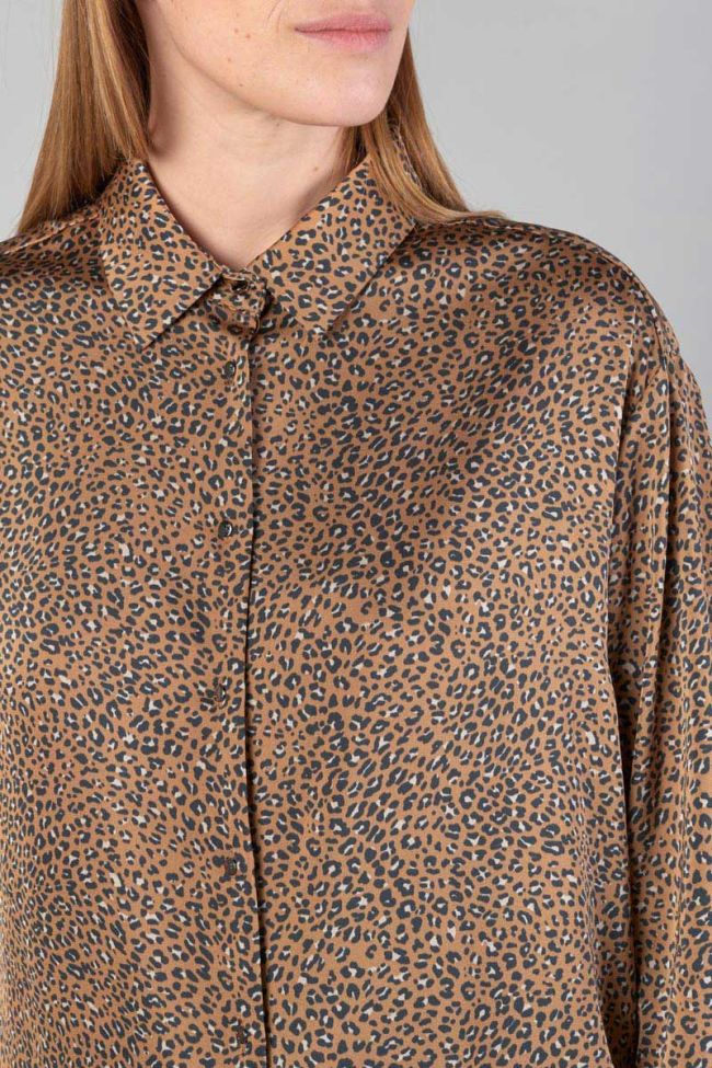 Chemise Liris à motif léopard marron latte