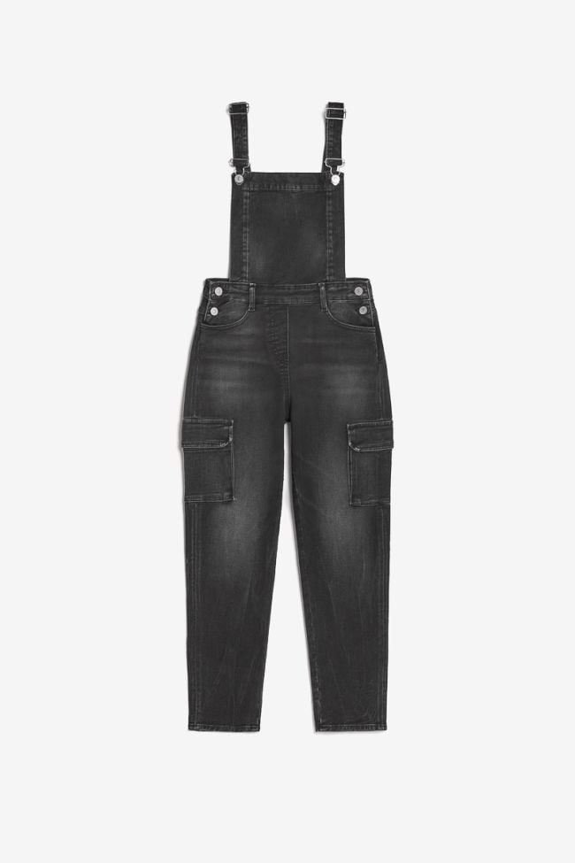 Salopette pantalon Camil en jeans noir délavé