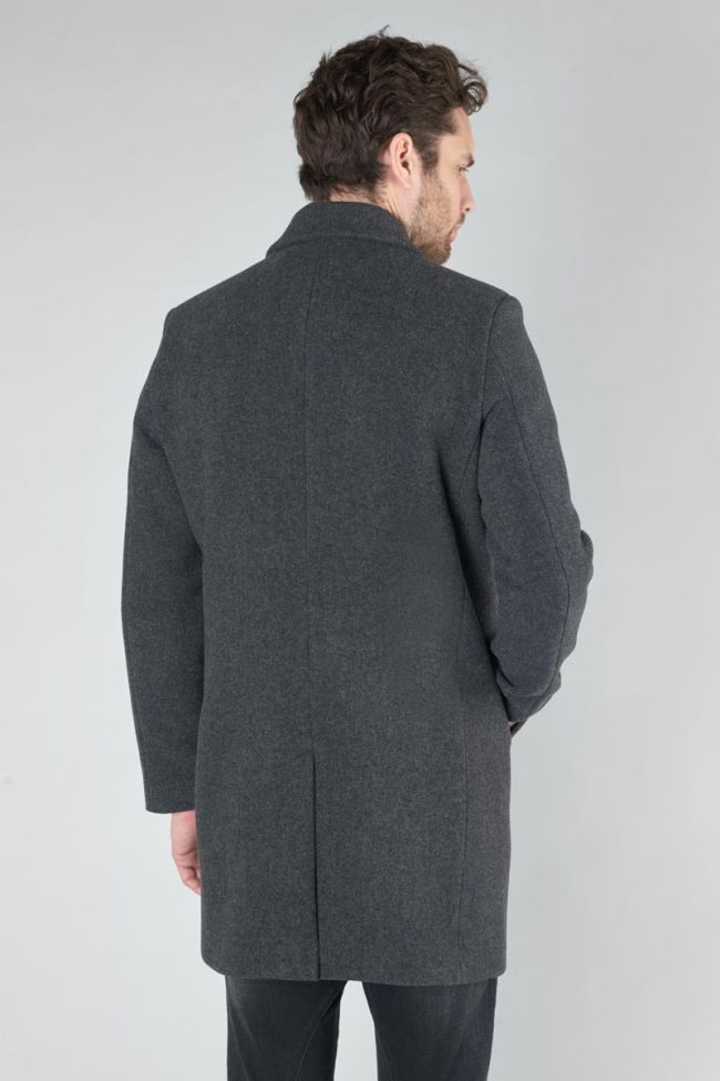 Manteau mi-long Dores à chevrons gris
