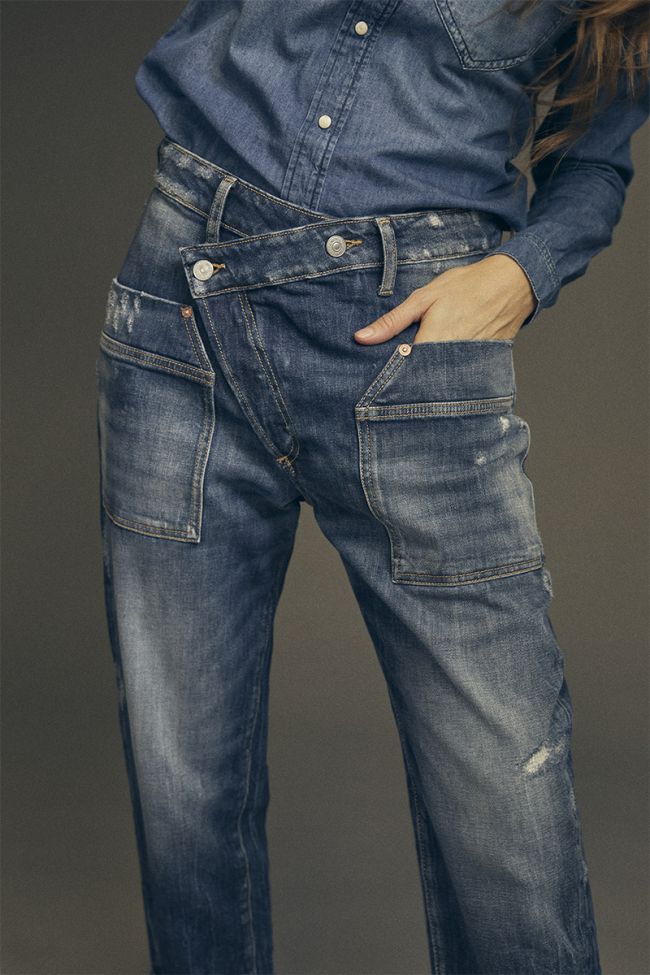 Cosy Pocket boyfit 7/8ème jeans destroy bleu N°2