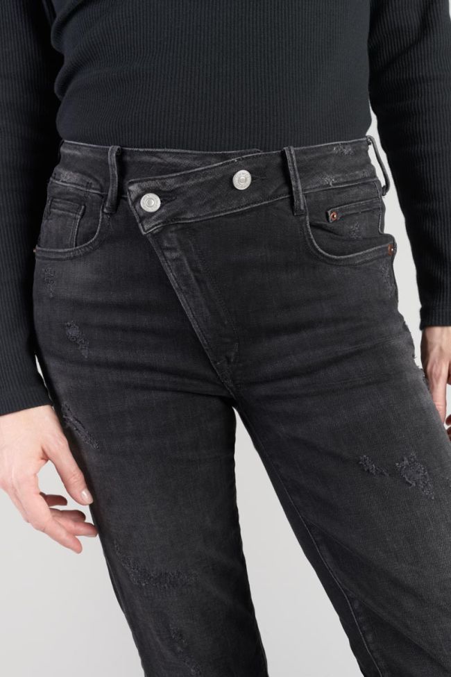Zep pulp regular taille haute 7/8ème jeans destroy noir N°1