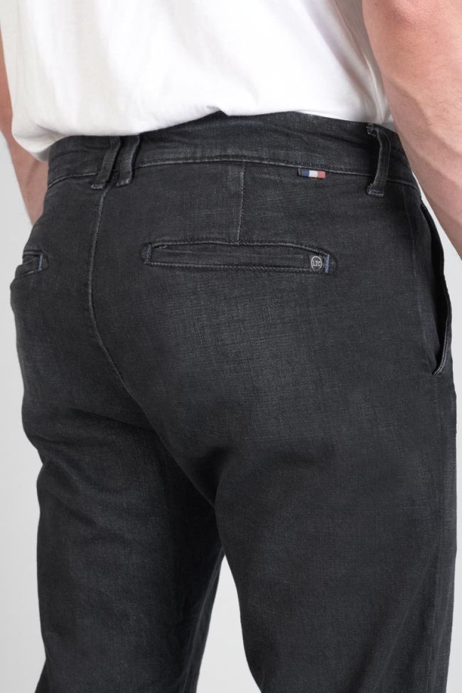 Pantalon chino Dejean en jeans noir délavé