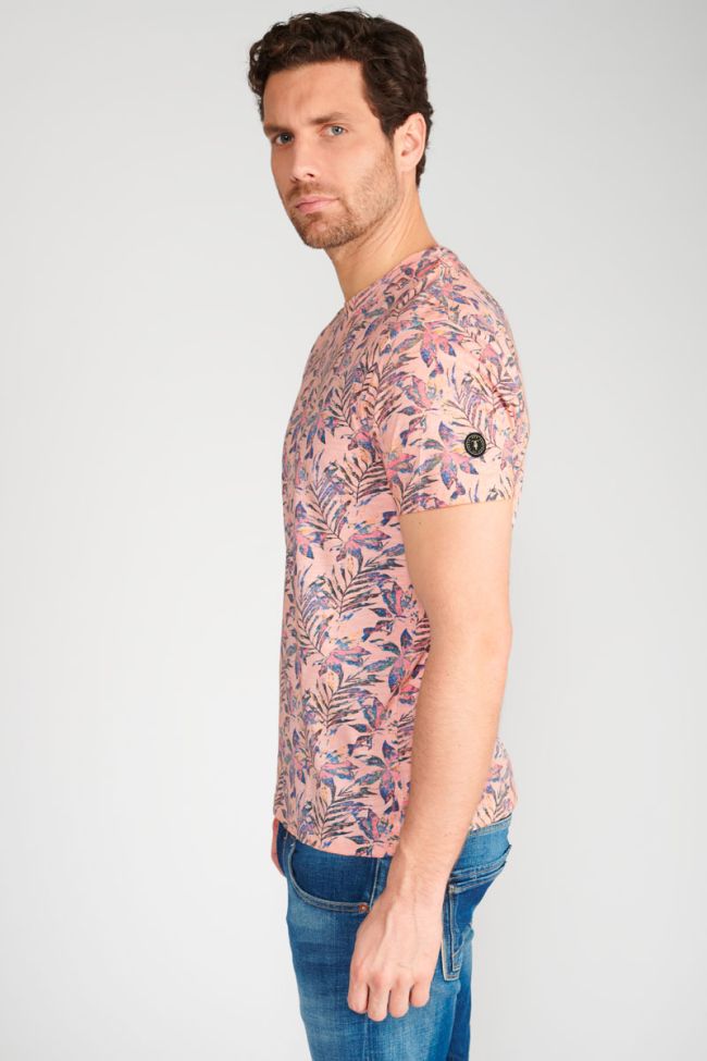 T-shirt Abel à motif tropical saumon 