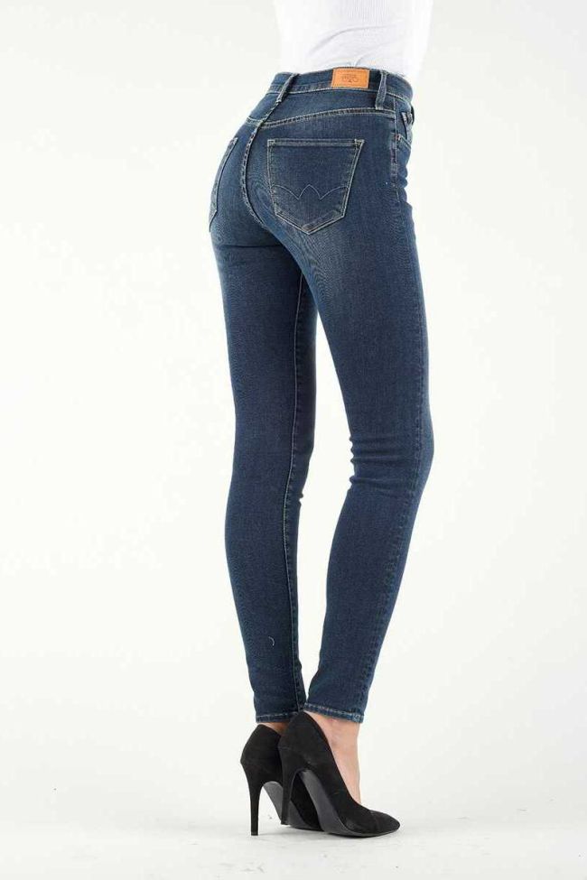 Jeans Power Skinny Taille Haute Bleu