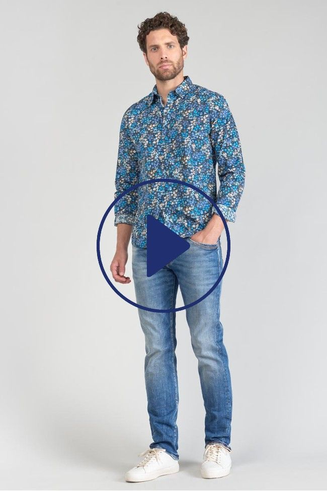 Chemise Griba à motif fleuri bleu