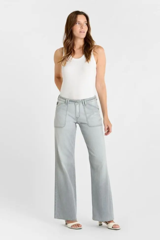 Jeans wide leg Lauryn Lumi gris moyen
