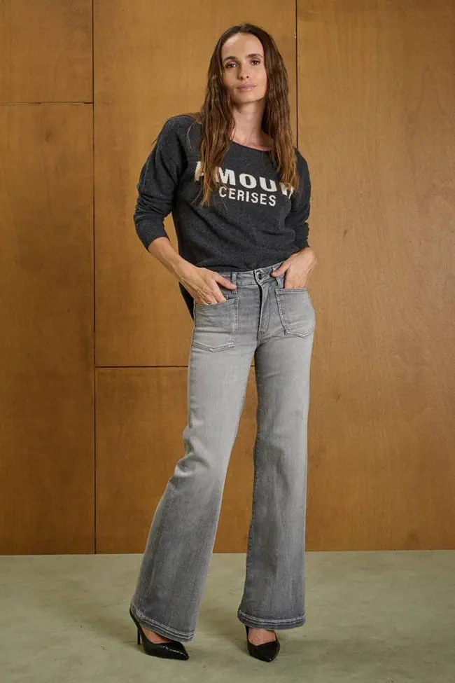 Jeans pulp flare Ursina gris moyen
