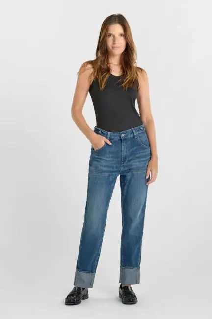 Jeans 400/60 girlfriend Elia taille haute bleu N°1