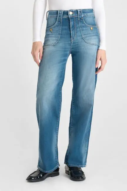 Jeans pulp wide leg Zim taille haute 7/8ème bleu N°3